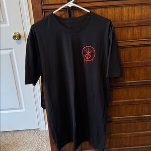 Black Short Sleeve Tee with Red Logo
